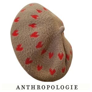 Anthropologie Maeve Icon Heart Beige Beret